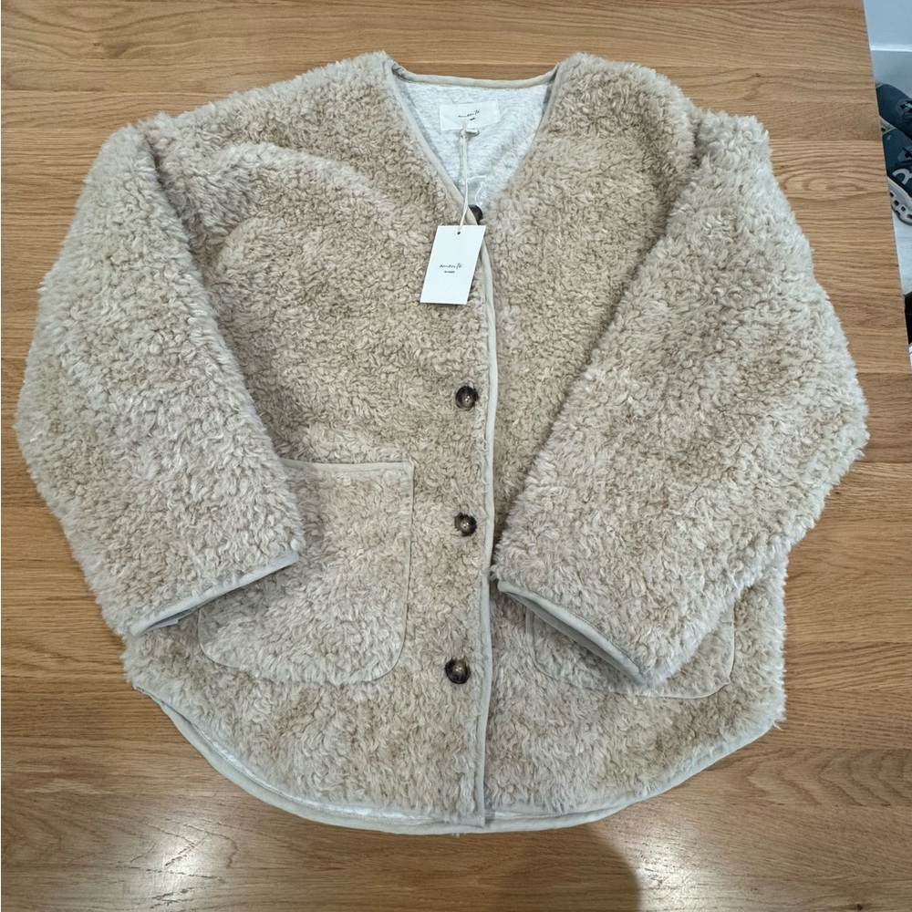 NWT AMENTE LOS ANGELES WOOL BLEND SHERPA JACKET